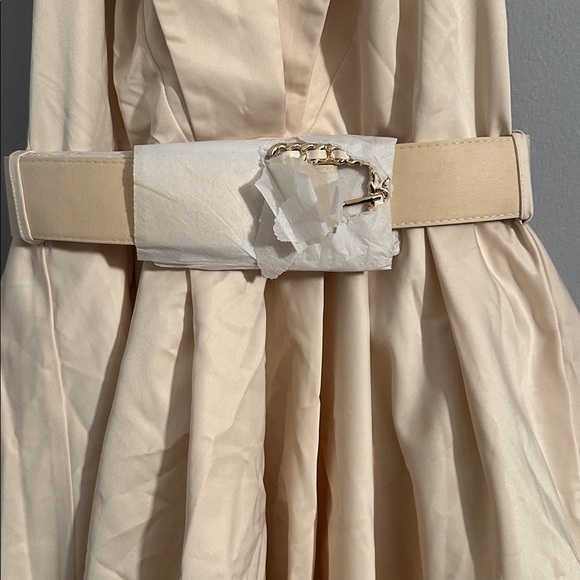 Elegant Cream Ladies Dress with Belt - Picture 2 of 6